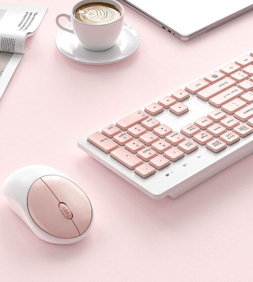 MK-110 Pembe Kablosuz Klavye ve Mouse Seti