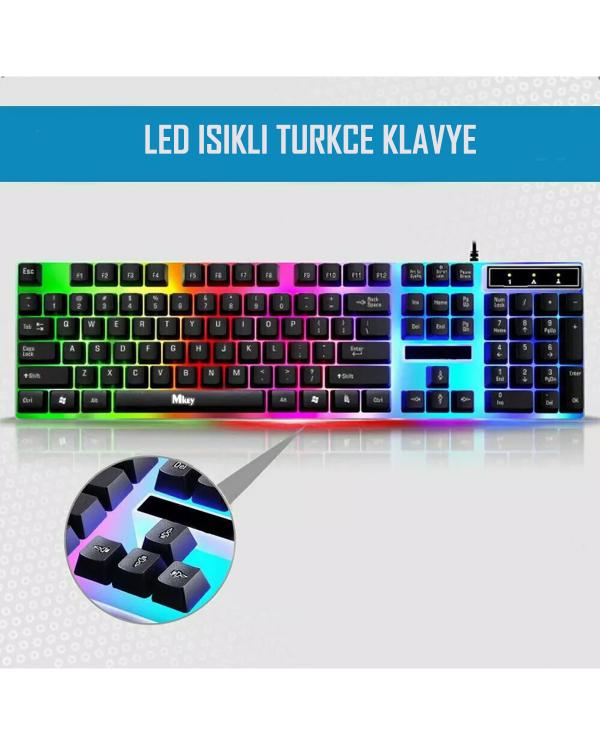 LED Işıklı Kablolu Gaming Klavye ve Mouse Seti