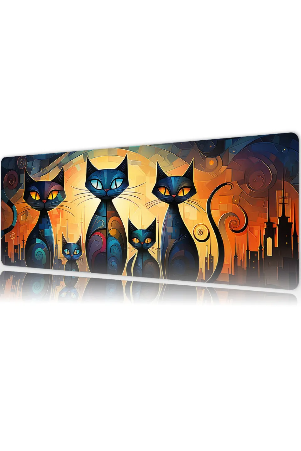 Midnight Whiskers Gaming oyuncu Mouse pad Kaydırmaz Kauçuk Dikişli Kenar 90x40 cm 4mm Mousepad