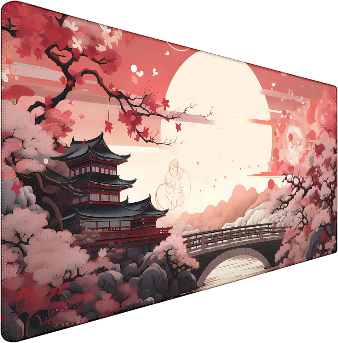 Crimson Temple Gaming oyuncu Mouse pad Kaydırmaz Kauçuk Dikişli Kenar 90x40 cm 4mm Mousepad