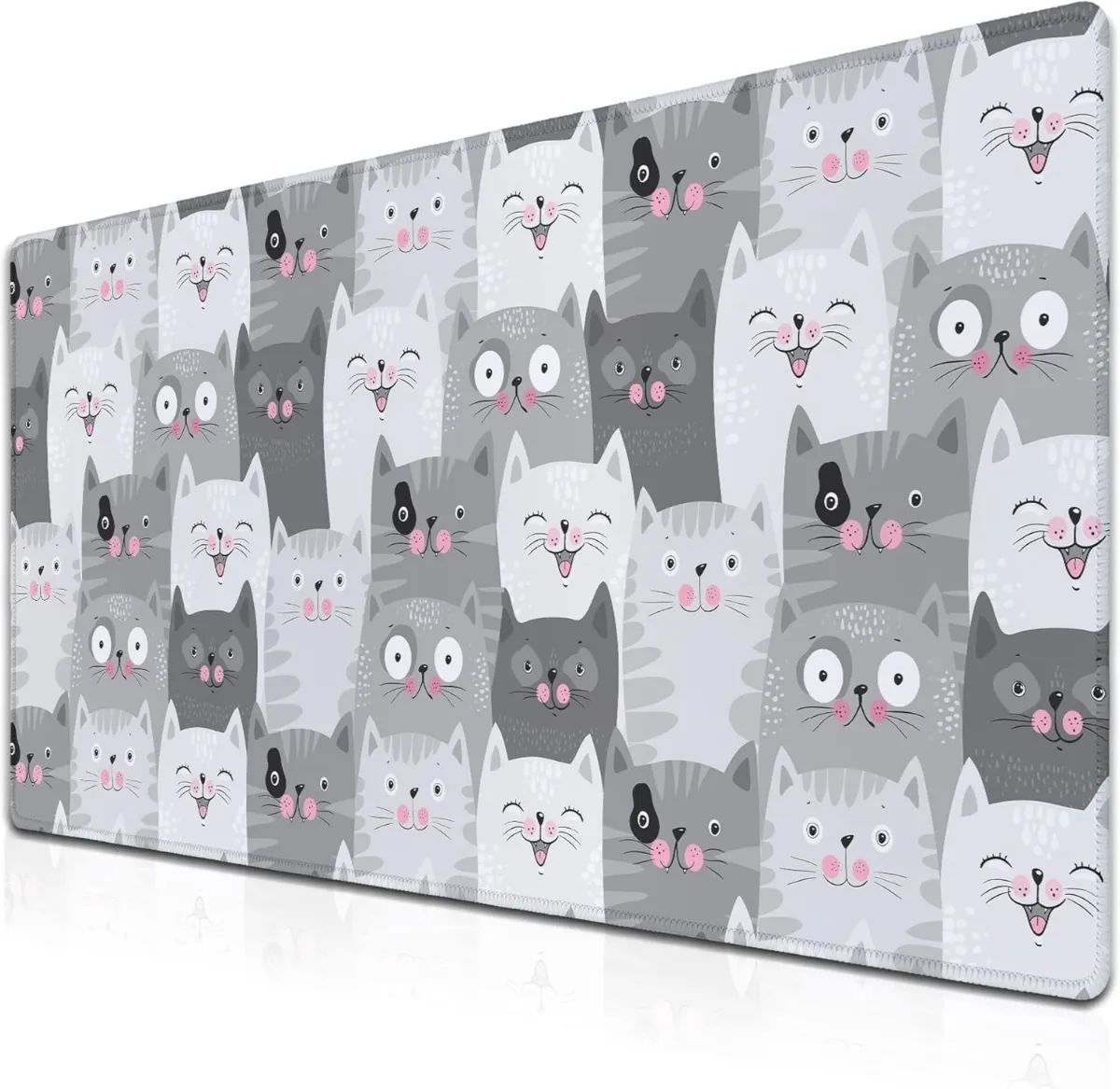 Grey Whiskers Gaming oyuncu Mouse pad Kaydırmaz Kauçuk Dikişli Kenar 90x40 cm 4mm Mousepad