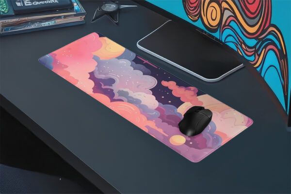 A (1) Dreamscape Sky Gaming oyuncu Mouse pad Kaydırmaz Kauçuk Dikişli Kenar 80×30 cm Mousepad