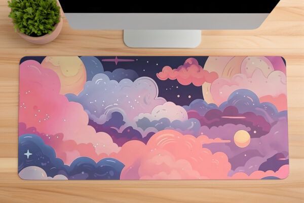 A (4) Dreamscape Sky Gaming oyuncu Mouse pad Kaydırmaz Kauçuk Dikişli Kenar 80×30 cm Mousepad