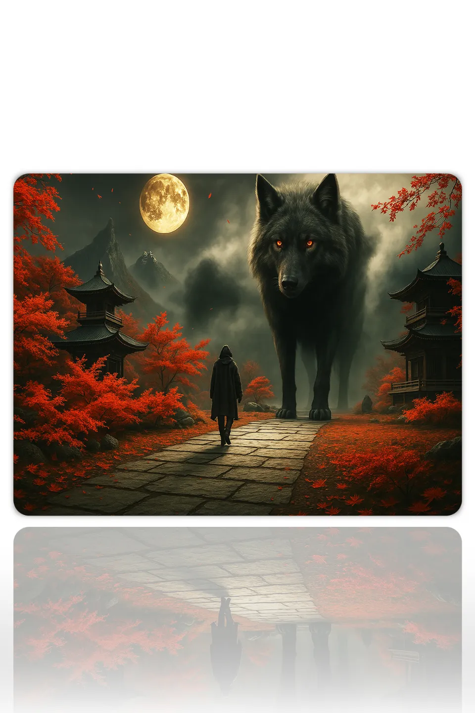 KK-27KARE2 Eclipse Wolf Gaming Oyuncu XL Mouse Pad Kaydırmaz Dikişli Mousepad 480x400x4 Mm Dikişli Premium Model
