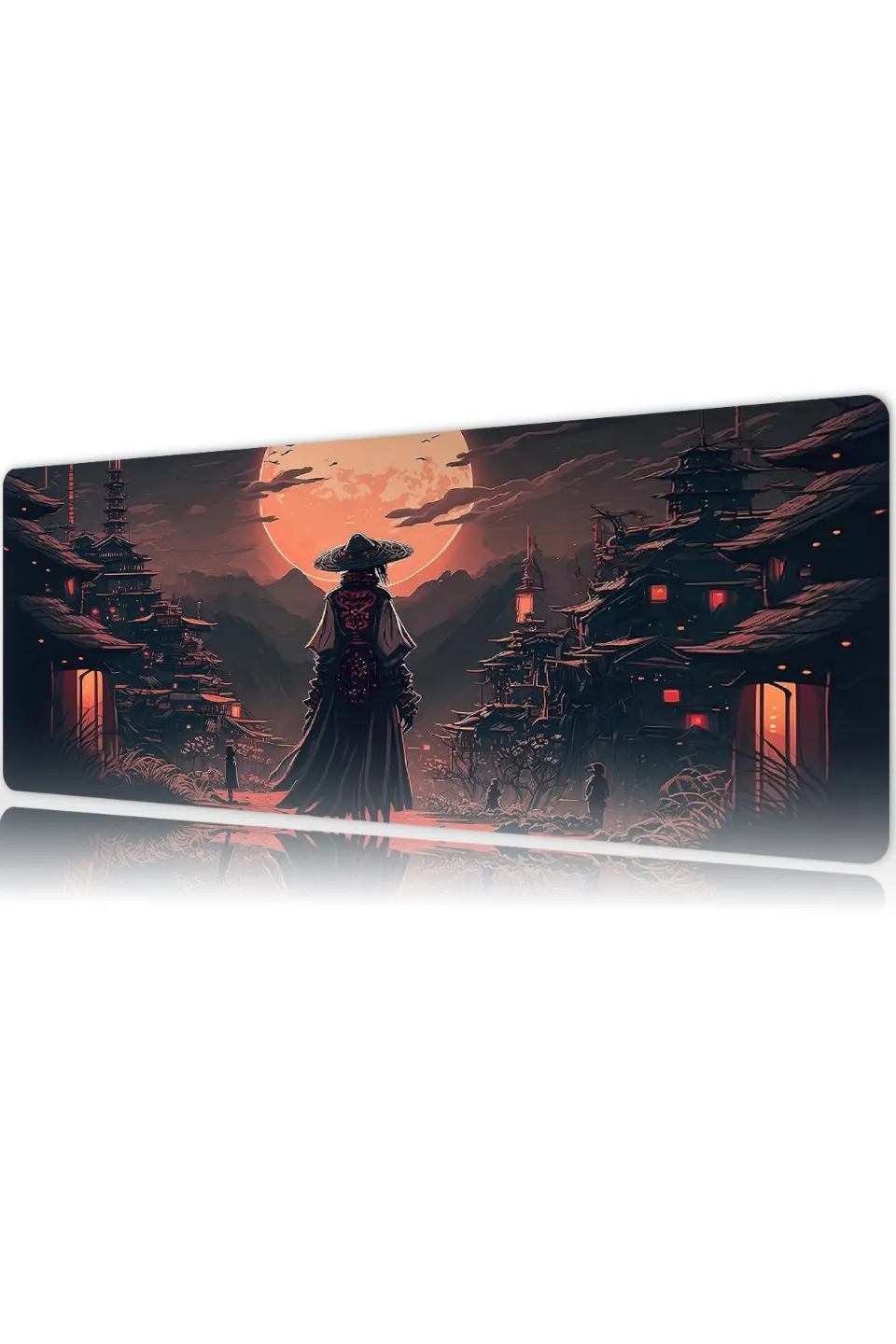 Moonlit Ronin Gaming oyuncu Mouse pad Kaydırmaz Kauçuk Dikişli Kenar 80x30 cm Mousepad