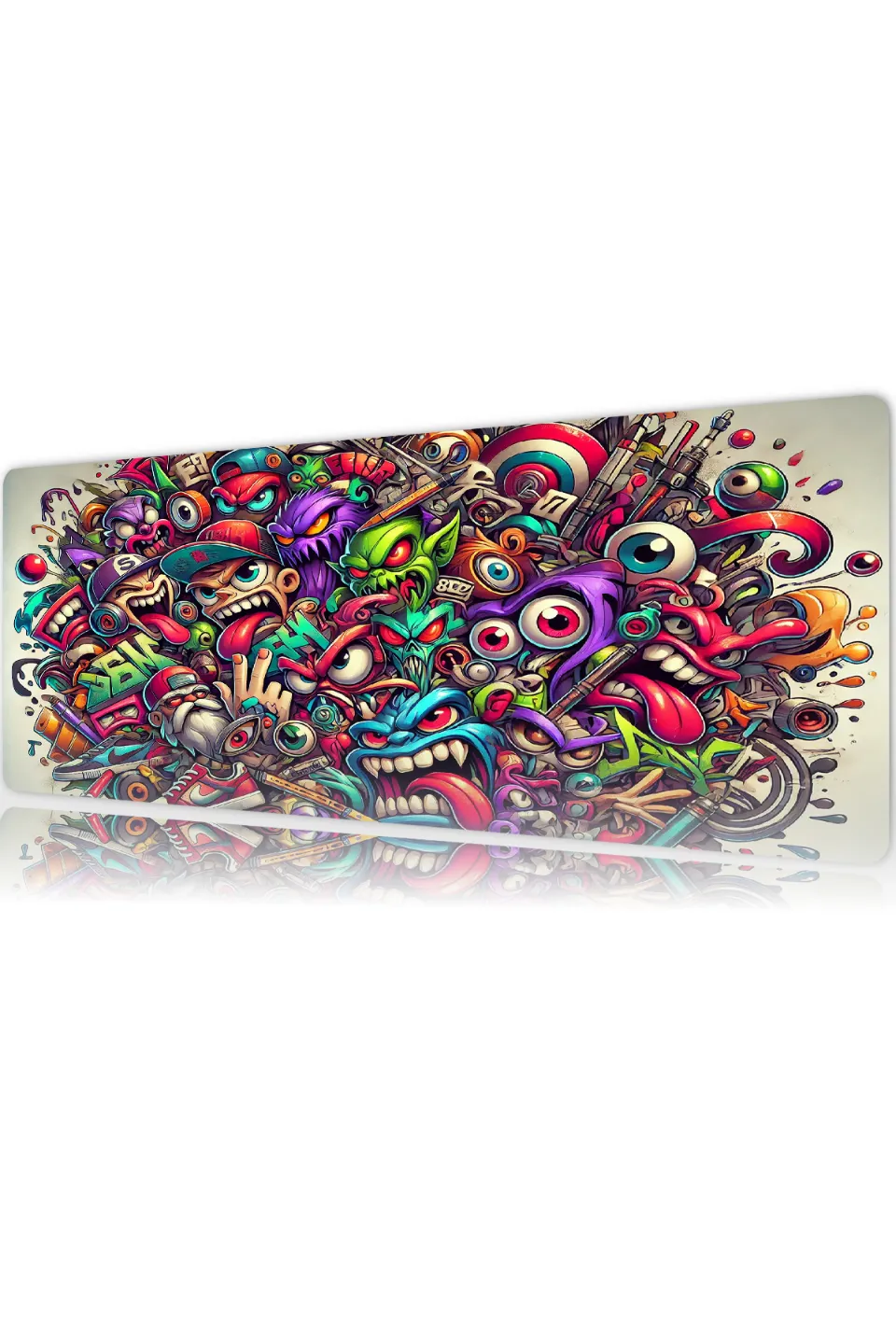 Graffiti Madness Gaming oyuncu Mouse pad Kaydırmaz Kauçuk Dikişli Kenar 90x40 cm Mousepad