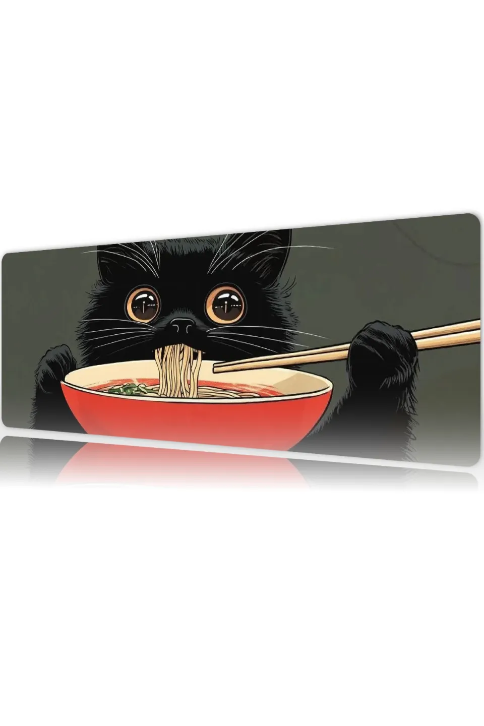 KK-56.555 Noodle Cat Gaming oyuncu Mouse pad Kaydırmaz Kauçuk Dikişli Kenar 80x30 3mm Mousepad