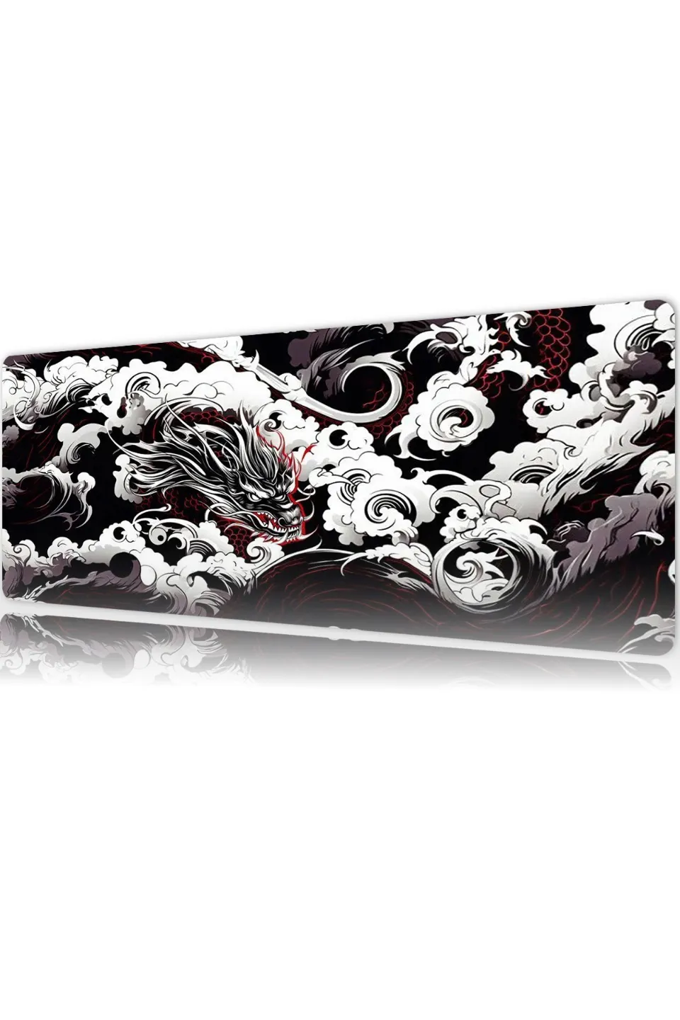 Crimson Storm Dragon Gaming oyuncu Mouse pad Kaydırmaz Kauçuk Dikişli Kenar 90x40 cm 4mm Mousepad