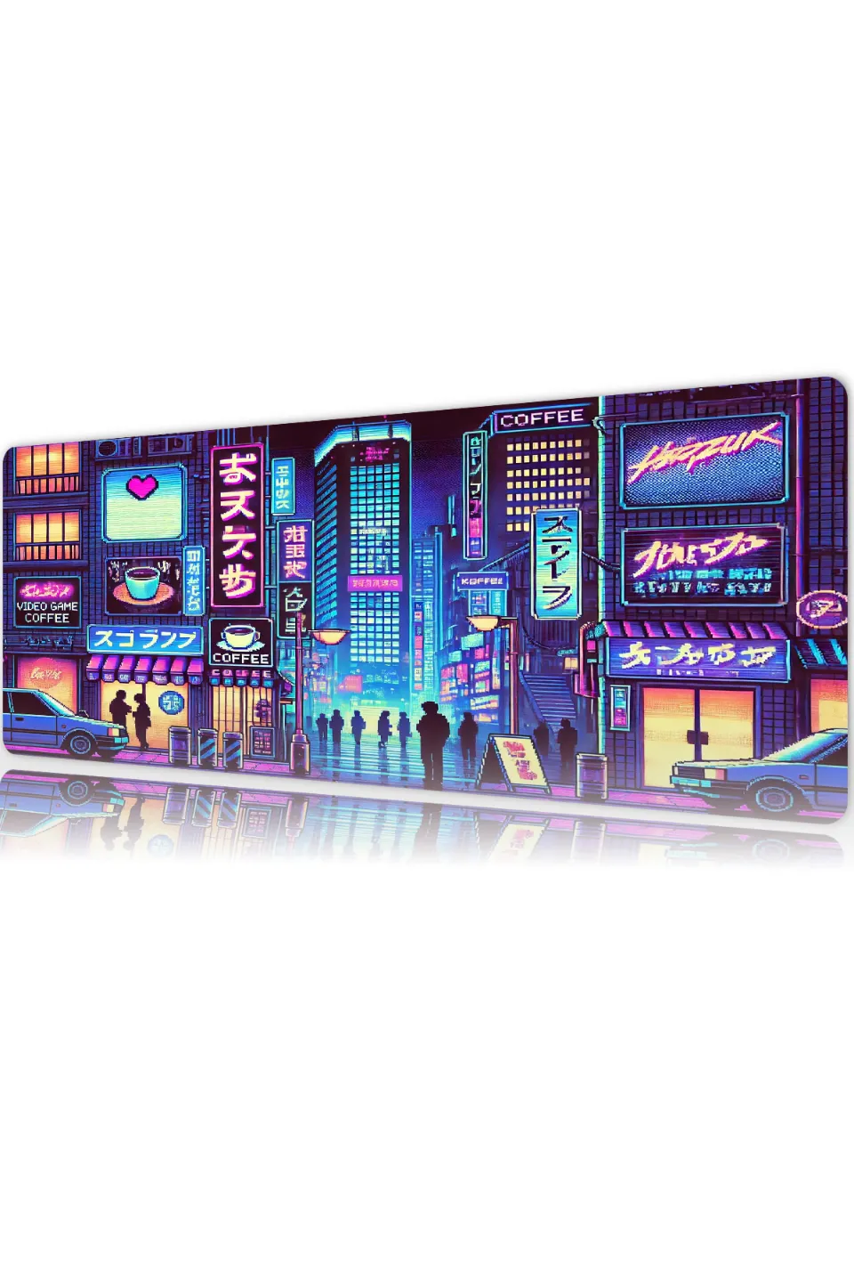 Neon Tokyo Nights Gaming oyuncu Mouse pad Kaydırmaz Kauçuk Dikişli Kenar  70x30 cm 3mm Mousepad