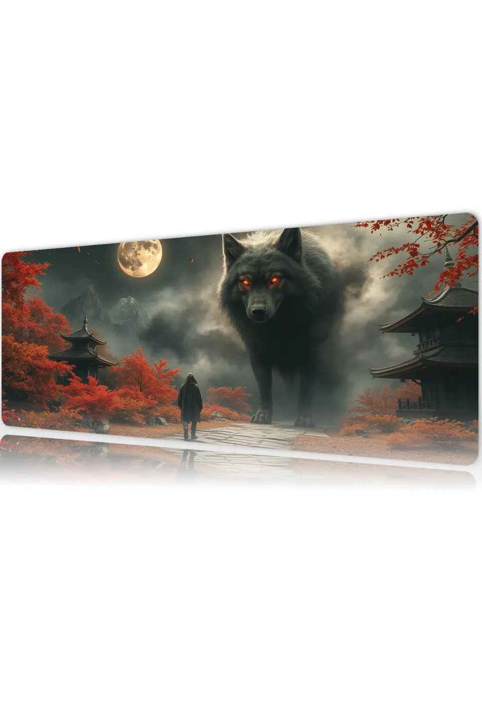 Eclipse Wolf Gaming oyuncu Mouse pad Kaydırmaz Kauçuk Dikişli Kenar 80x30 cm Mousepad