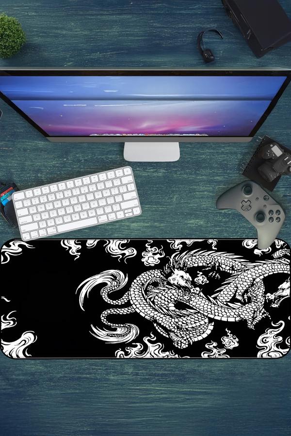 Yin Dragon Gaming oyuncu Mousepad Kaydırmaz Kauçuk Dikişli Kenar 90×40 cm Mousepad