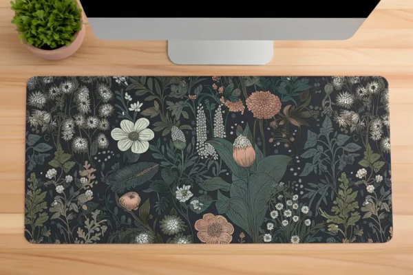 cicekler1 Midnight Garden Gaming oyuncu Mousepad Kaydırmaz Kauçuk Dikişli Kenar 90×40 cm Mousepad