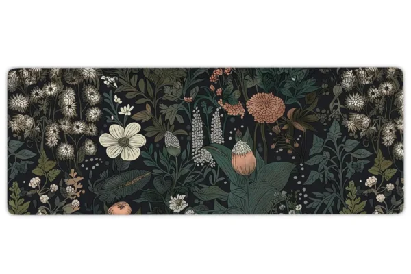 cicekler3 Midnight Garden Gaming oyuncu Mousepad Kaydırmaz Kauçuk Dikişli Kenar 90×40 cm Mousepad
