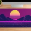 etsy29dikdortgen1 Neon Horizon Gaming oyuncu Mousepad Kaydırmaz Kauçuk Dikişli Kenar 90×40 cm Mousepad
