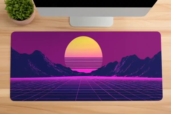 etsy29dikdortgen1 Neon Horizon Gaming oyuncu Mousepad Kaydırmaz Kauçuk Dikişli Kenar 90×40 cm Mousepad