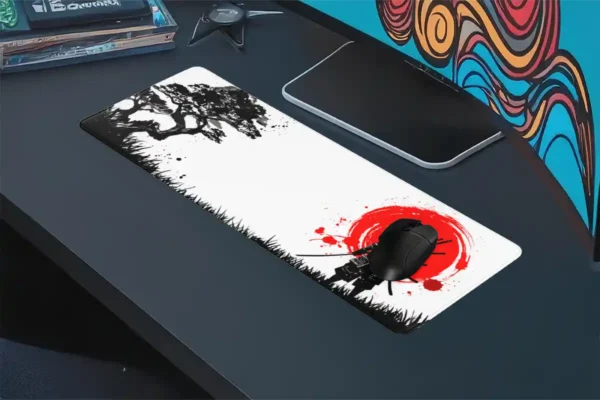 Blood Sun Ronin Gaming oyuncu Mousepad Kaydırmaz Kauçuk Dikişli Kenar 90×40 cm Mousepad