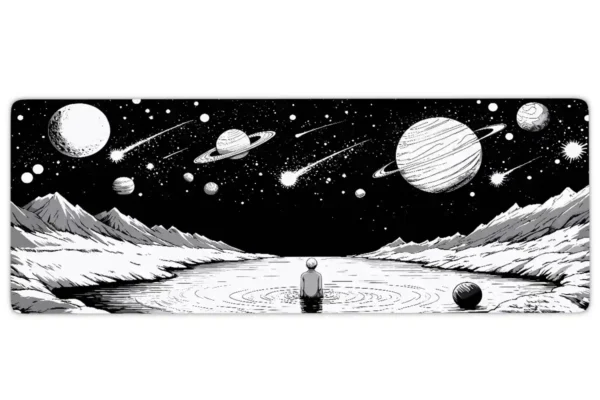 Cosmic Solitude Gaming oyuncu Mousepad Kaydırmaz Kauçuk Dikişli Kenar 90×40 cm Mousepad