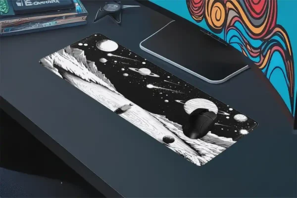 Cosmic Solitude Gaming oyuncu Mousepad Kaydırmaz Kauçuk Dikişli Kenar 90×40 cm Mousepad