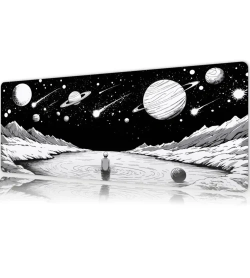 Cosmic Solitude Gaming oyuncu Mousepad Kaydırmaz Kauçuk Dikişli Kenar 90×40 cm Mousepad
