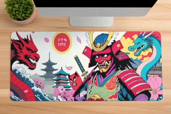 Demon of the Rising Sun Gaming oyuncu Mousepad Kaydırmaz Kauçuk Dikişli Kenar 90×40 cm Mousepad