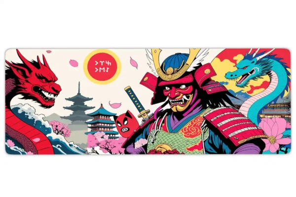 Demon of the Rising Sun Gaming oyuncu Mousepad Kaydırmaz Kauçuk Dikişli Kenar 90×40 cm Mousepad