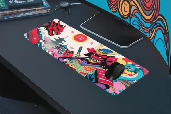 Demon of the Rising Sun Gaming oyuncu Mousepad Kaydırmaz Kauçuk Dikişli Kenar 90×40 cm Mousepad