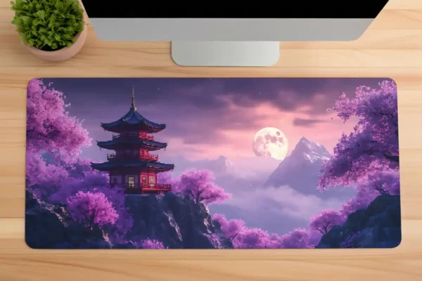 etsy43dikdortgen1 Sakura Moonrise Gaming oyuncu Mousepad Kaydırmaz Kauçuk Dikişli Kenar 90×40 cm Mousepad