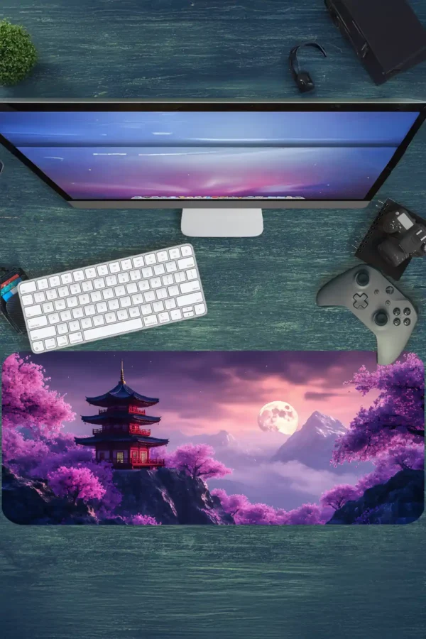 etsy43dikdortgen2 Sakura Moonrise Gaming oyuncu Mousepad Kaydırmaz Kauçuk Dikişli Kenar 90×40 cm Mousepad