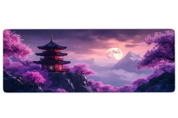 etsy43dikdortgen3 Sakura Moonrise Gaming oyuncu Mousepad Kaydırmaz Kauçuk Dikişli Kenar 90×40 cm Mousepad