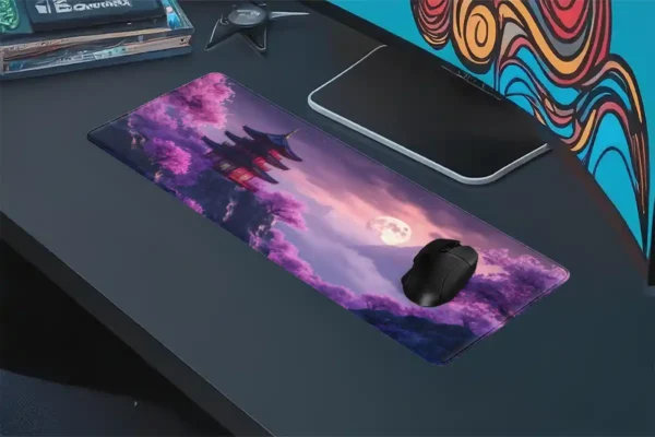 etsy43dikdortgen4 Sakura Moonrise Gaming oyuncu Mousepad Kaydırmaz Kauçuk Dikişli Kenar 90×40 cm Mousepad
