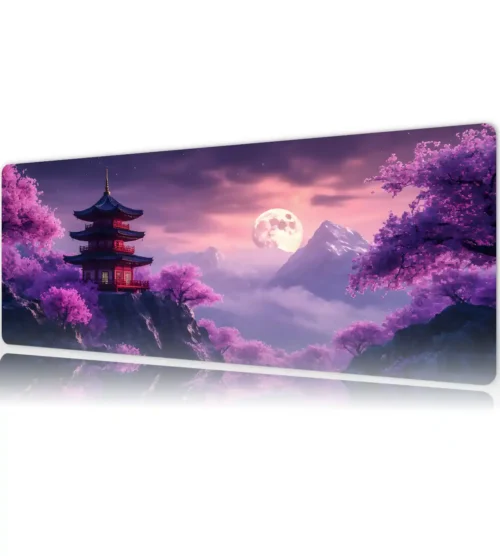 Sakura Moonrise Gaming oyuncu Mousepad Kaydırmaz Kauçuk Dikişli Kenar 90×40 cm Mousepad
