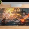 etsy47dikdortgen1 Flamebound Duel Gaming oyuncu Mousepad Kaydırmaz Kauçuk Dikişli Kenar 90×40 cm Mousepad