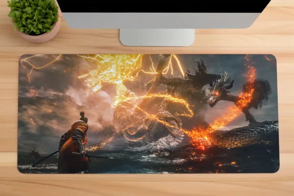 etsy47dikdortgen1 Flamebound Duel Gaming oyuncu Mousepad Kaydırmaz Kauçuk Dikişli Kenar 90×40 cm Mousepad