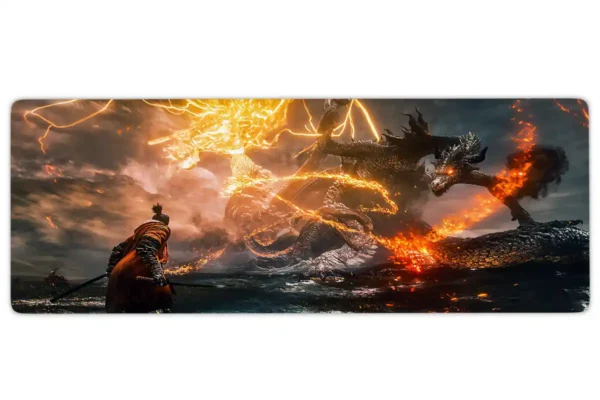 etsy47dikdortgen3 Flamebound Duel Gaming oyuncu Mousepad Kaydırmaz Kauçuk Dikişli Kenar 90×40 cm Mousepad