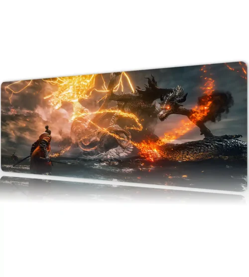 Flamebound Duel Gaming oyuncu Mousepad Kaydırmaz Kauçuk Dikişli Kenar 90×40 cm Mousepad