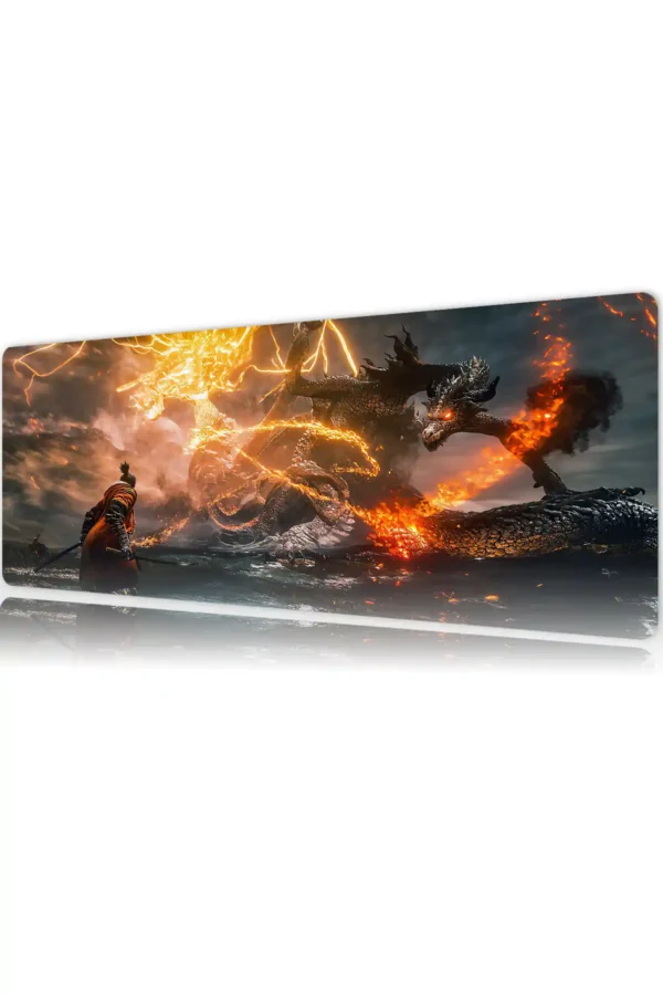 etsy47dikdortgen5 Flamebound Duel Gaming oyuncu Mousepad Kaydırmaz Kauçuk Dikişli Kenar 90×40 cm Mousepad