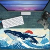 Great Wave Whale Gaming oyuncu Mousepad Kaydırmaz Kauçuk Dikişli Kenar 90×40 cm Mousepad