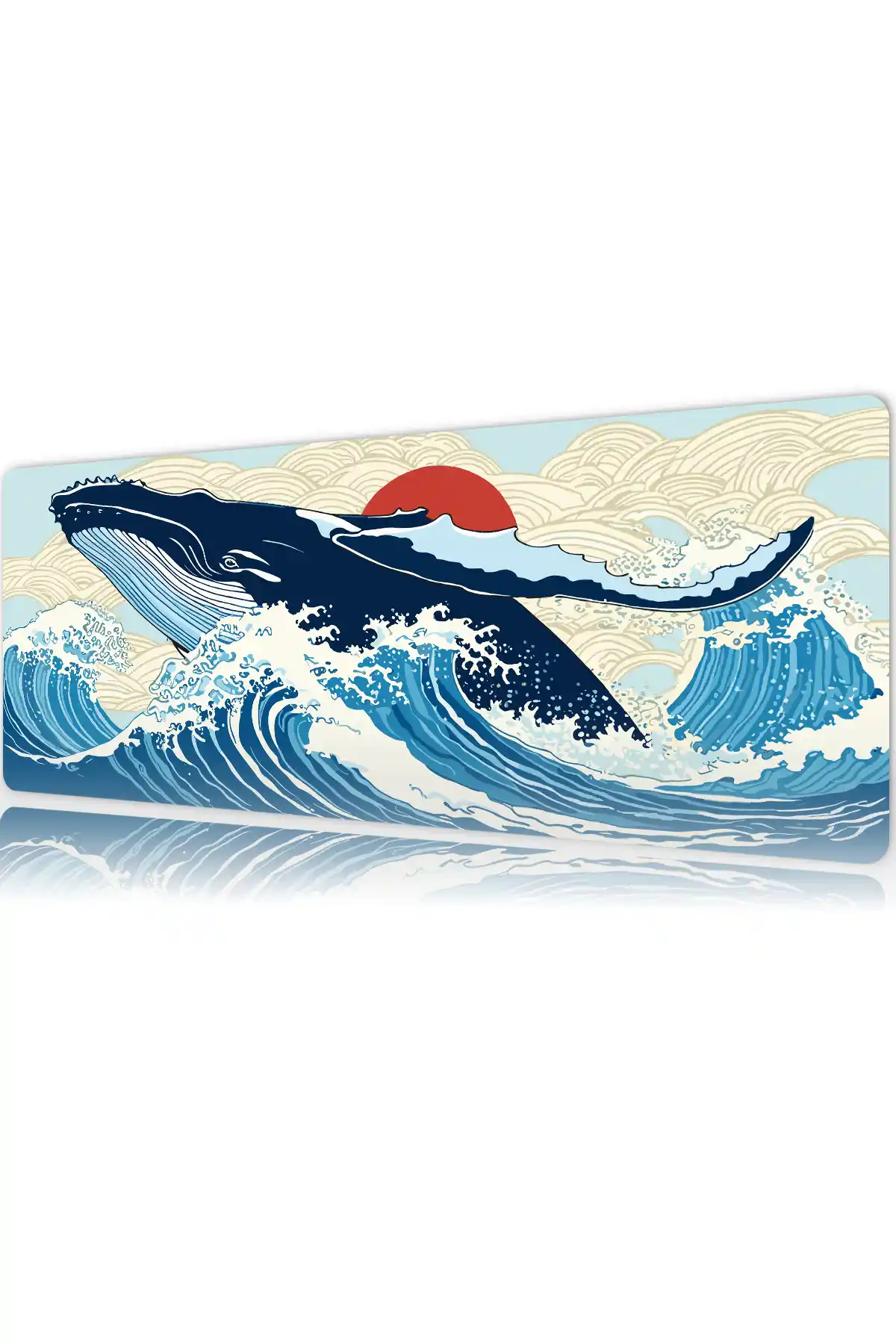Great Wave Whale Gaming oyuncu Mousepad Kaydırmaz Kauçuk Dikişli Kenar 70x30 cm Mousepad