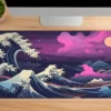 Kanagawa Purple Gaming oyuncu Mousepad Kaydırmaz Kauçuk Dikişli Kenar 90×40 cm Mousepad