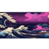 Kanagawa Purple Gaming oyuncu Mousepad Kaydırmaz Kauçuk Dikişli Kenar 90×40 cm Mousepad