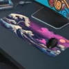 Kanagawa Purple Gaming oyuncu Mousepad Kaydırmaz Kauçuk Dikişli Kenar 90×40 cm Mousepad