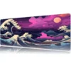 Kanagawa Purple Gaming oyuncu Mousepad Kaydırmaz Kauçuk Dikişli Kenar 90×40 cm Mousepad