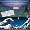 Kanagawa Night Gaming oyuncu Mousepad Kaydırmaz Kauçuk Dikişli Kenar 90×40 cm Mousepad