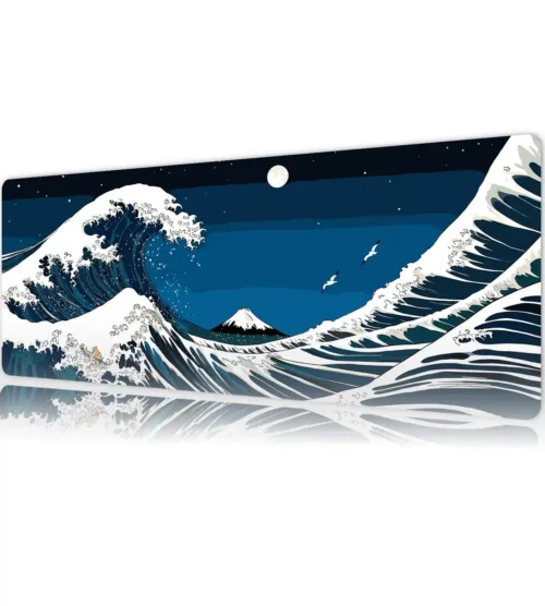 Kanagawa Night Gaming oyuncu Mousepad Kaydırmaz Kauçuk Dikişli Kenar 90×40 cm Mousepad