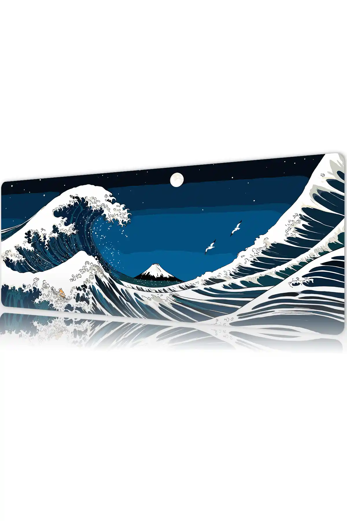 Kanagawa Night Gaming oyuncu Mousepad Kaydırmaz Kauçuk Dikişli Kenar 80x30 cm Mousepad
