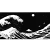 Kanagawa Black&White Gaming oyuncu Mousepad Kaydırmaz Kauçuk Dikişli Kenar 90×40 cm Mousepad