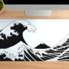 Kanagawa White Gaming oyuncu Mousepad Kaydırmaz Kauçuk Dikişli Kenar 90×40 cm Mousepad