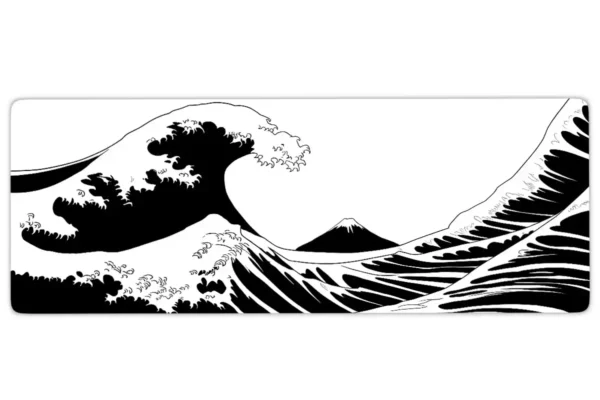 Kanagawa White Gaming oyuncu Mousepad Kaydırmaz Kauçuk Dikişli Kenar 90×40 cm Mousepad