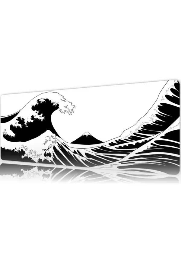 Kanagawa White Gaming oyuncu Mousepad Kaydırmaz Kauçuk Dikişli Kenar 90×40 cm Mousepad