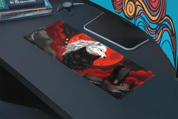 etsy58dikdortgen4 MK Wolf Gaming oyuncu Mousepad Kaydırmaz Kauçuk Dikişli Kenar 90×40 cm Mousepad